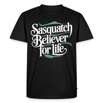 Bigfoot Believer Sasquatch Cryptid Forest Creature - Men's Premium Organic T-Shirt - black - Front - Nico (187cm)