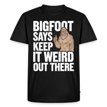 Bigfoot croyant Sasquatch Cryptide Créature de la forêt - T-shirt Premium bio Homme - noir - Devant - Nico (187cm)