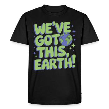 Climate optimism, Earth Day, Sustainability - Men's Premium Organic T-Shirt - black - Front - Nico (187cm)