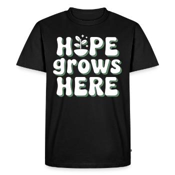 Climate optimism, Earth Day, Sustainability - Men's Premium Organic T-Shirt - black - Front - Nico (187cm)