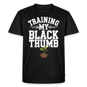 Plant Parent Black Thumb Funny Plant Care Struggle - Men's Premium Organic T-Shirt - black - Front - Nico (187cm)