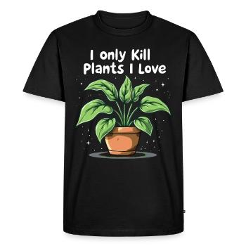 Plant Parent Black Thumb Funny Plant Care Struggle - Men's Premium Organic T-Shirt - black - Front - Nico (187cm)