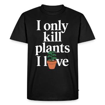Plant Parent Black Thumb Funny Plant Care Struggle - Men's Premium Organic T-Shirt - black - Front - Nico (187cm)