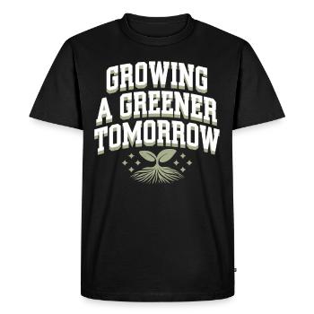 Climate optimism, Earth Day, Sustainability - Men's Premium Organic T-Shirt - black - Front - Nico (187cm)