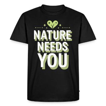 Climate optimism, Earth Day, Sustainability - Men's Premium Organic T-Shirt - black - Front - Nico (187cm)