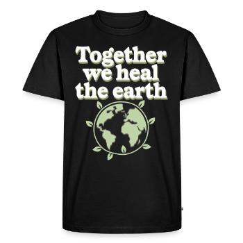 Climate optimism, Earth Day, Sustainability - Men's Premium Organic T-Shirt - black - Front - Nico (187cm)
