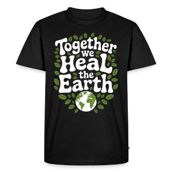Climate optimism, Earth Day, Sustainability - Men's Premium Organic T-Shirt - black - Front - Nico (187cm)