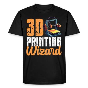 3D Printing Wizard 3d printer humor - Men's Premium Organic T-Shirt - black - Front - Nico (187cm)