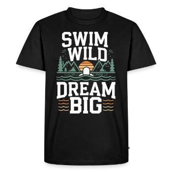 Wild Swimming Outdoor Adventure and Open - Men's Premium Organic T-Shirt - black - Front - Nico (187cm)