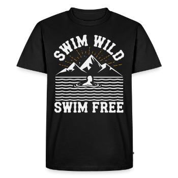 Wild Swimming Outdoor Adventure and Open - Men's Premium Organic T-Shirt - black - Front - Nico (187cm)