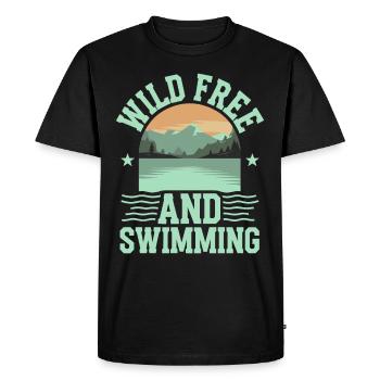 Wild Swimming Outdoor Adventure and Open - Men's Premium Organic T-Shirt - black - Front - Nico (187cm)