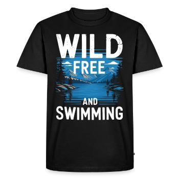 Wild Swimming Outdoor Adventure and Open - Men's Premium Organic T-Shirt - black - Front - Nico (187cm)