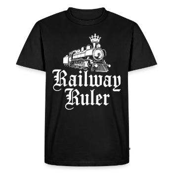 Railfan Passionné de train Amoureux des locomotives - T-shirt Premium bio Homme - noir - Devant - Nico (187cm)
