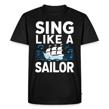Marins Chant Chantant Aventures sur le navire - T-shirt Premium bio Homme - noir - Devant - Nico (187cm)