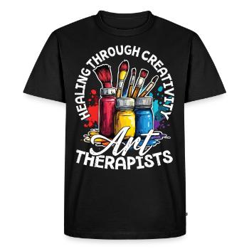 Healing Through Creativity, Art Therapist - Men's Premium Organic T-Shirt - black - Front - Nico (187cm)