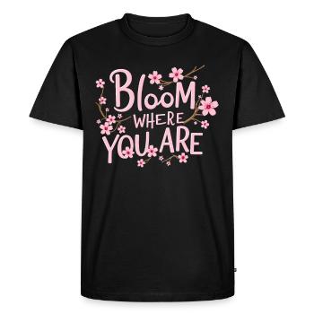 Passionné de fleurs de cerisier Sakura Lovers Printemps - T-shirt Premium bio Homme - noir - Devant - Nico (187cm)