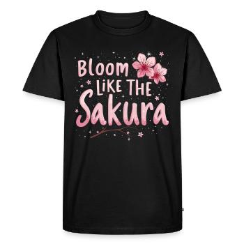Passionné de fleurs de cerisier Sakura Lovers Printemps - T-shirt Premium bio Homme - noir - Devant - Nico (187cm)