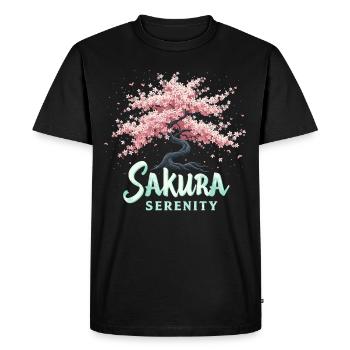 Passionné de fleurs de cerisier Sakura Lovers Printemps - T-shirt Premium bio Homme - noir - Devant - Nico (187cm)