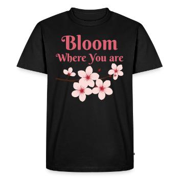 Passionné de fleurs de cerisier Sakura Lovers Printemps - T-shirt Premium bio Homme - noir - Devant - Nico (187cm)