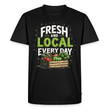 Vendeurs de marchés fermiers, de produits frais et de restaurants - T-shirt Premium bio Homme - noir - Devant - Nico (187cm)
