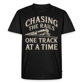 Railfan Passionné de train Amoureux des locomotives - T-shirt Premium bio Homme - noir - Devant - Nico (187cm)