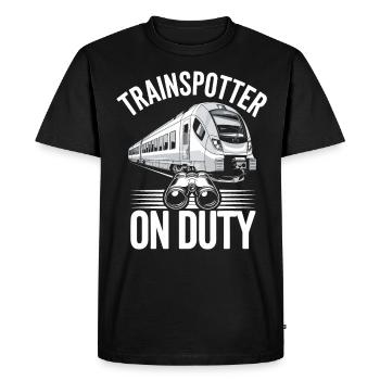 Railfan Passionné de train Amoureux des locomotives - T-shirt Premium bio Homme - noir - Devant - Nico (187cm)