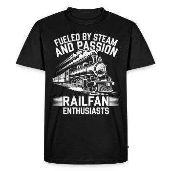 Railfan Passionné de train Amoureux des locomotives - T-shirt Premium bio Homme - noir - Devant - Nico (187cm)