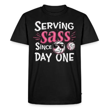 Volleyball Player And Fan Spike Serving - Men's Premium Organic T-Shirt - black - Front - Nico (187cm)