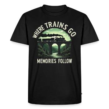 Railfan Passionné de train Amoureux des locomotives - T-shirt Premium bio Homme - noir - Devant - Nico (187cm)