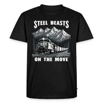 Railfan Passionné de train Amoureux des locomotives - T-shirt Premium bio Homme - noir - Devant - Nico (187cm)
