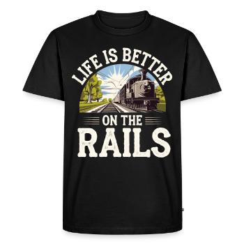 Railfan Passionné de train Amoureux des locomotives - T-shirt Premium bio Homme - noir - Devant - Nico (187cm)