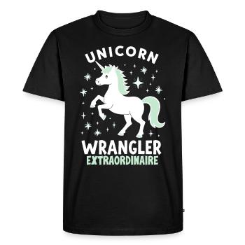 Licorne, éleveur, drôle, créature magique et - T-shirt Premium bio Homme - noir - Devant - Nico (187cm)