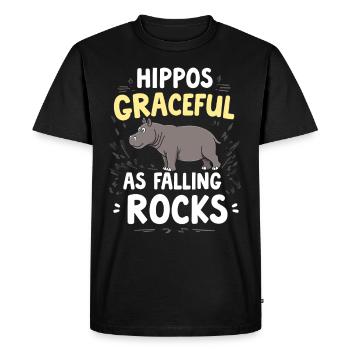 Humour hippopotame, citations sarcastiques, drôle - T-shirt Premium bio Homme - noir - Devant - Nico (187cm)