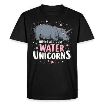 Humour hippopotame, citations sarcastiques, drôle - T-shirt Premium bio Homme - noir - Devant - Nico (187cm)