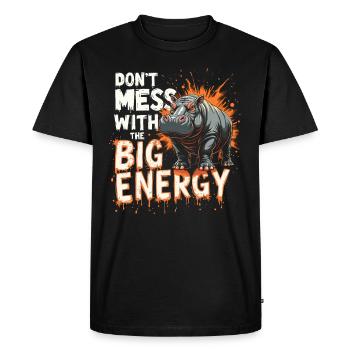 Humour hippopotame, citations sarcastiques, drôle - T-shirt Premium bio Homme - noir - Devant - Nico (187cm)
