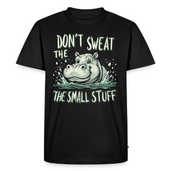 Hippopotame Humour, Citations sarcastiques, Drôle - T-shirt Premium bio Homme - noir - Devant - Nico (187cm)