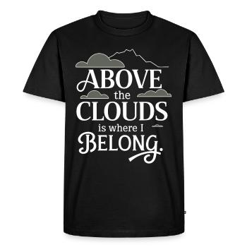 Vue nuageuse, Ciel relaxant, Rêveur - T-shirt Premium bio Homme - noir - Devant - Nico (187cm)