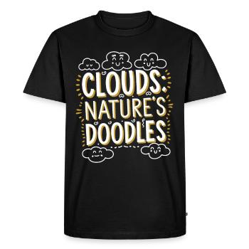 Vue nuageuse, Ciel relaxant, Rêveur - T-shirt Premium bio Homme - noir - Devant - Nico (187cm)