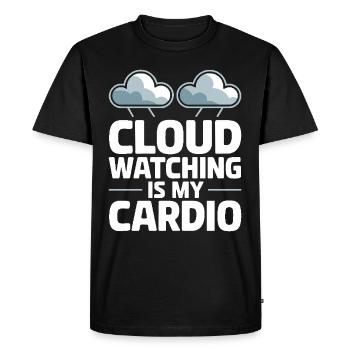 Vue nuageuse, Ciel relaxant, Rêveur - T-shirt Premium bio Homme - noir - Devant - Nico (187cm)