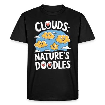 Vue nuageuse, Ciel relaxant, Rêveur - T-shirt Premium bio Homme - noir - Devant - Nico (187cm)