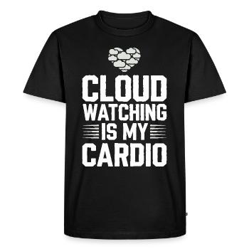 Vue nuageuse, Ciel relaxant, Rêveur - T-shirt Premium bio Homme - noir - Devant - Nico (187cm)