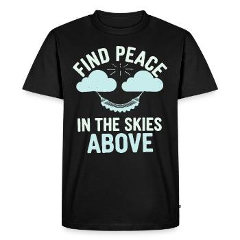 Vue nuageuse, Ciel relaxant, Rêveur - T-shirt Premium bio Homme - noir - Devant - Nico (187cm)