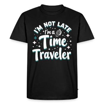 Time travel enthusiast who is interested in - Men's Premium Organic T-Shirt - black - Front - Nico (187cm)