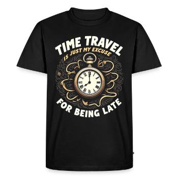 Time travel enthusiast who is interested in - Men's Premium Organic T-Shirt - black - Front - Nico (187cm)
