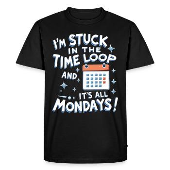 Time travel enthusiast who is interested in - Men's Premium Organic T-Shirt - black - Front - Nico (187cm)