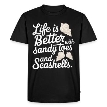 Des collectionneurs de coquillages collectent des trésors marins sur la plage - T-shirt Premium bio Homme - noir - Devant - Nico (187cm)