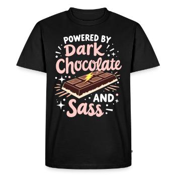 Chocolate enthusiasts, Dark chocolate fans, - Men's Premium Organic T-Shirt - black - Front - Nico (187cm)