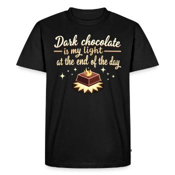Chocolate enthusiasts, Dark chocolate fans, - Men's Premium Organic T-Shirt - black - Front - Nico (187cm)