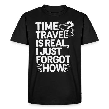 Time travel enthusiast who is interested in - Men's Premium Organic T-Shirt - black - Front - Nico (187cm)