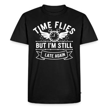 Time travel enthusiast who is interested in - Men's Premium Organic T-Shirt - black - Front - Nico (187cm)